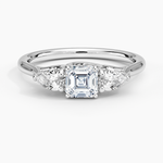 Trellis Three Stone Pear Diamond Ring Platinum Asscher Engagement Ring