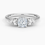 Trellis Three Stone Pear Diamond Ring Platinum Cushion Engagement Ring