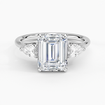 Trellis Three Stone Pear Diamond Ring Platinum Emerald Engagement Ring