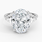 Trellis Three Stone Pear Diamond Ring Platinum Oval Engagement Ring