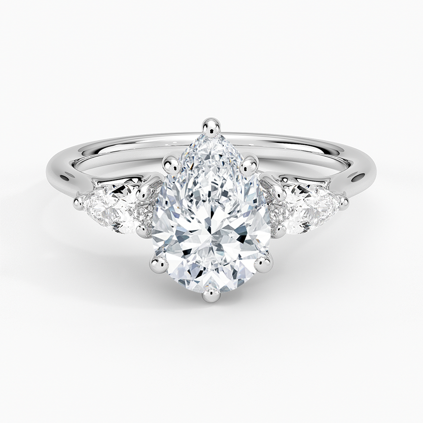 Trellis Three Stone Pear Diamond Ring Platinum Pear Engagement Ring