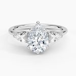 Trellis Three Stone Pear Diamond Ring Platinum Pear Engagement Ring
