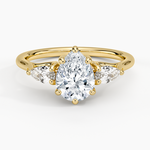 Trellis Three Stone Pear Diamond Ring Yellow Gold 18k Pear Engagement Ring