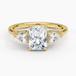 Trellis Three Stone Pear Diamond Ring Yellow Gold 18k Radiant Engagement Ring