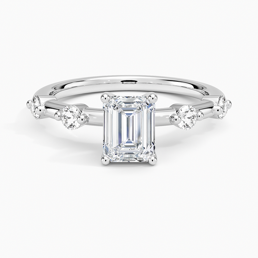 Aimee 1.7mm Diamond Ring Platinum Emerald Engagement Ring