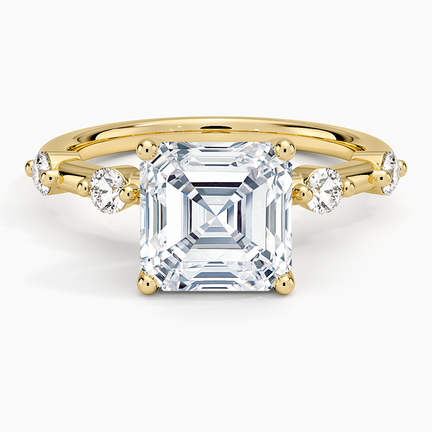 Aimee 1.7mm Diamond Ring Yellow Gold 18k Asscher Engagement Ring