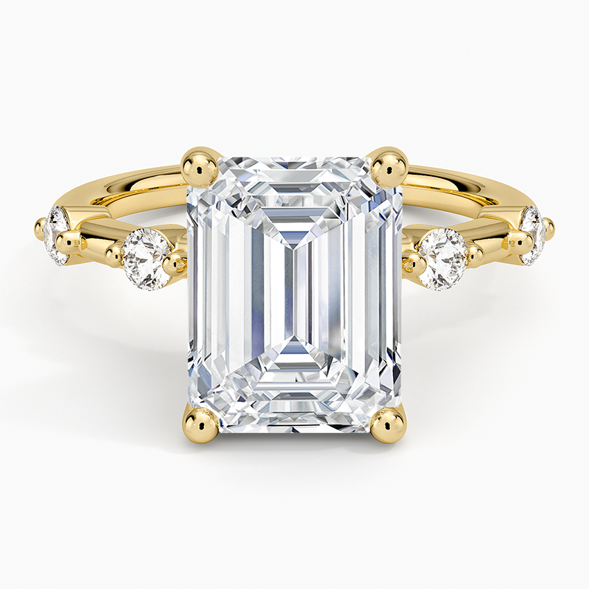 Aimee 1.7mm Diamond Ring Yellow Gold 18k Emerald Engagement Ring