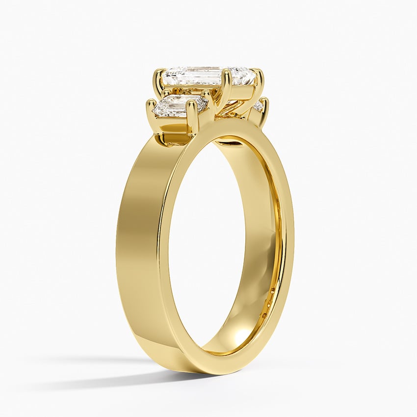 Peyton Emerald Cut Three Stone Diamond Ring (1/2 ct. tw.) Yellow Gold 18k Emerald Engagement Ring