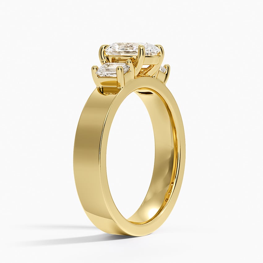 Peyton Emerald Cut Three Stone Diamond Ring (1/2 ct. tw.) Yellow Gold 18k Oval Engagement Ring