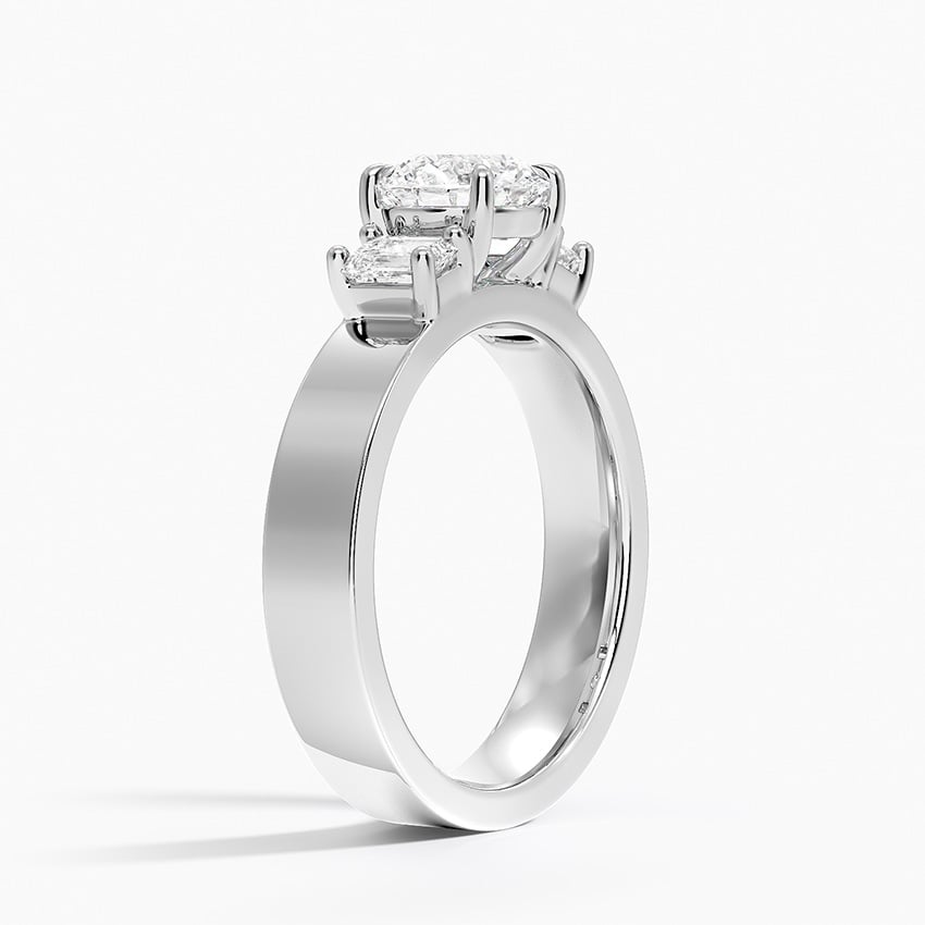 Peyton Emerald Cut Three Stone Diamond Ring (1/2 ct. tw.) Platinum Round Engagement Ring