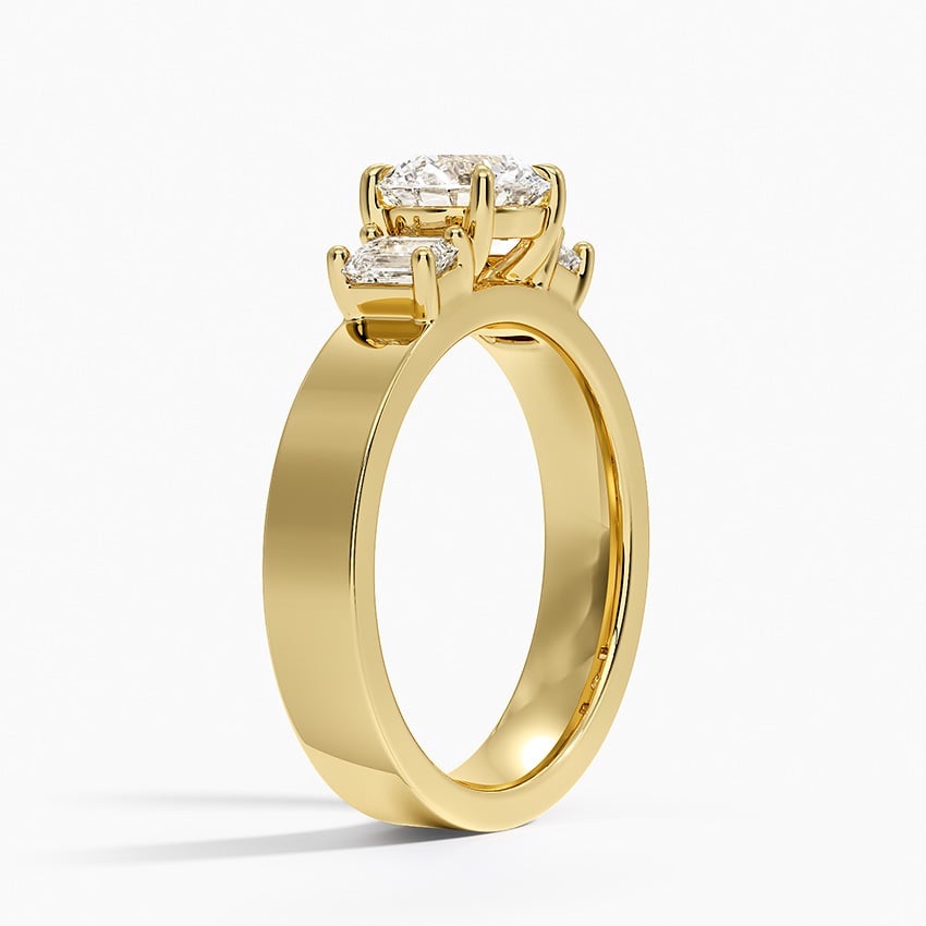 Peyton Emerald Cut Three Stone Diamond Ring (1/2 ct. tw.) Yellow Gold 18k Round Engagement Ring