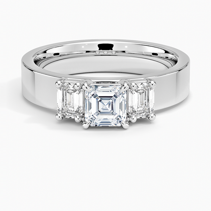 Peyton Emerald Cut Three Stone Diamond Ring (1/2 ct. tw.) Platinum Asscher Engagement Ring