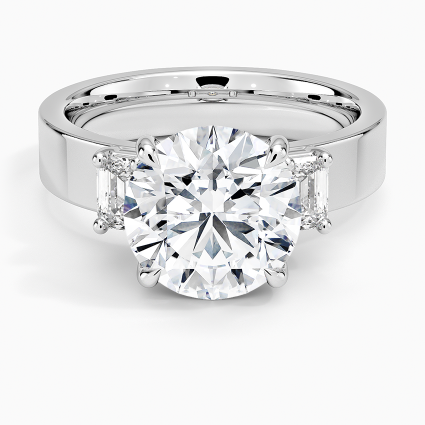 Peyton Emerald Cut Three Stone Diamond Ring (1/2 ct. tw.) Platinum Round Engagement Ring