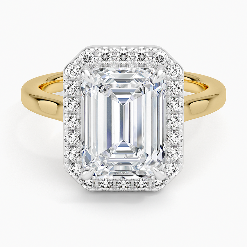 Platinum Mixed Metal Julia Halo Diamond Ring (1/5 ct. tw.) Platinum Emerald Engagement Ring