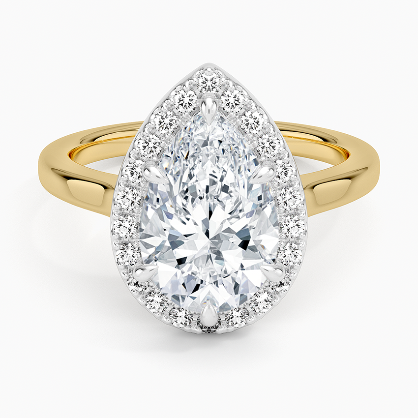 Platinum Mixed Metal Julia Halo Diamond Ring (1/5 ct. tw.) Platinum Pear Engagement Ring