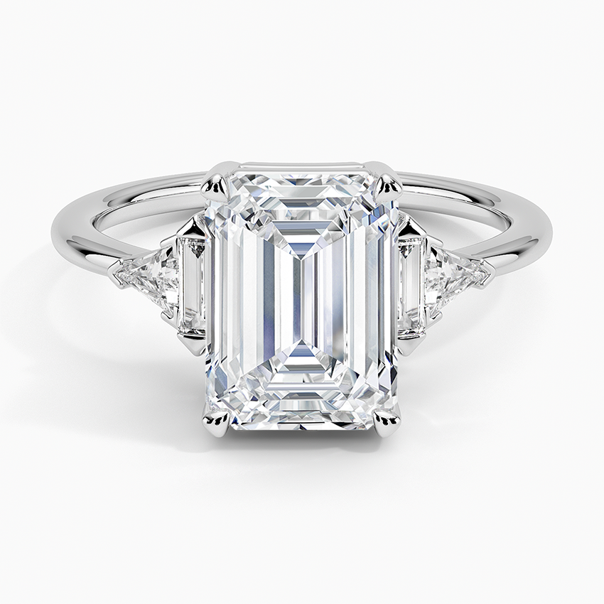 Edie Art Deco Diamond Ring Platinum Emerald Engagement Ring