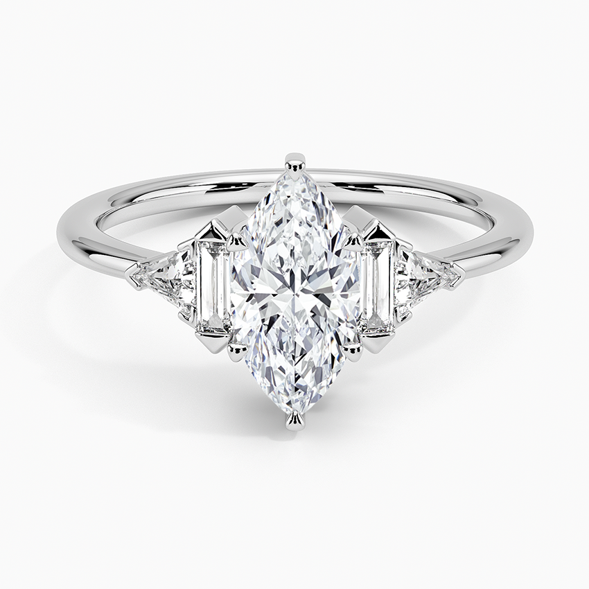 Edie Art Deco Diamond Ring Platinum Marquise Engagement Ring