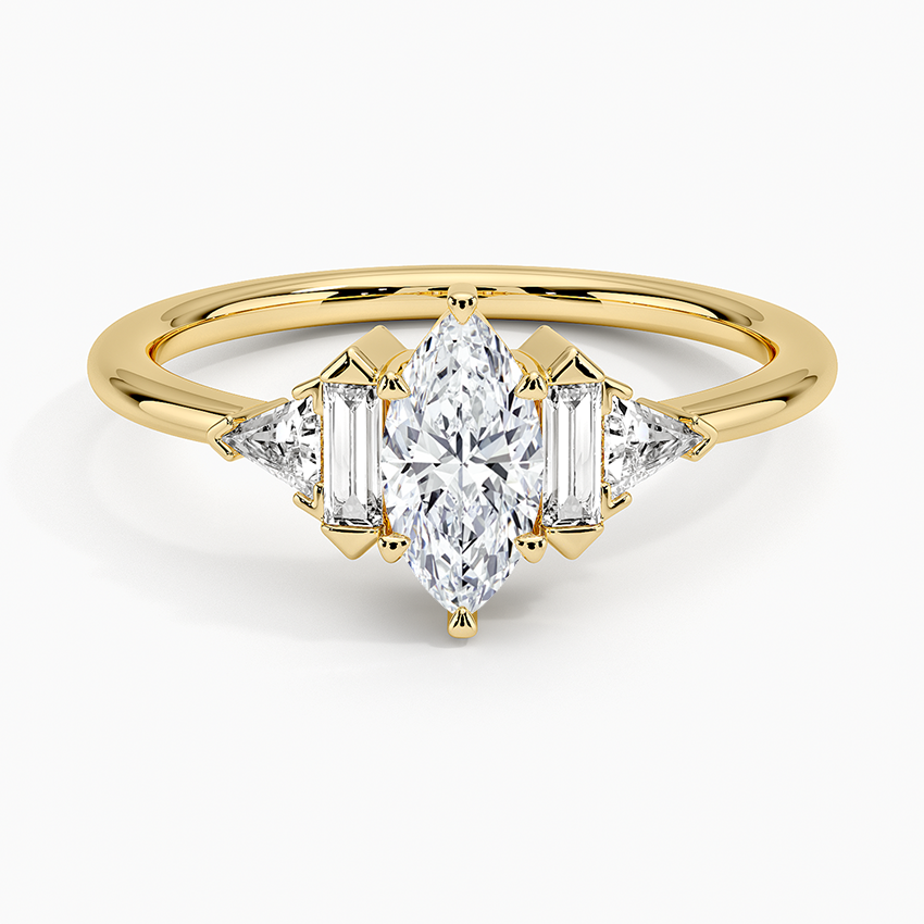 Edie Art Deco Diamond Ring Yellow Gold 18k Marquise Engagement Ring