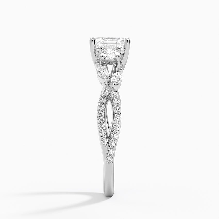 Luxe Willow Three Stone Diamond Ring (1/2 ct. tw.) Platinum Asscher Engagement Ring