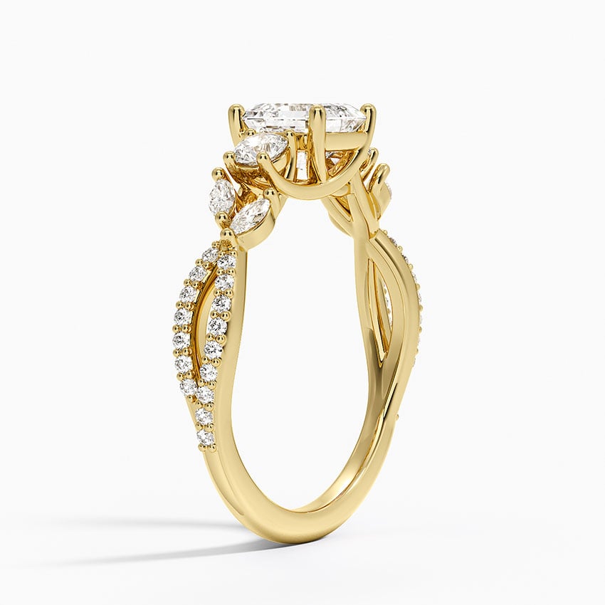 Luxe Willow Three Stone Diamond Ring (1/2 ct. tw.) Yellow Gold 18k Asscher Engagement Ring