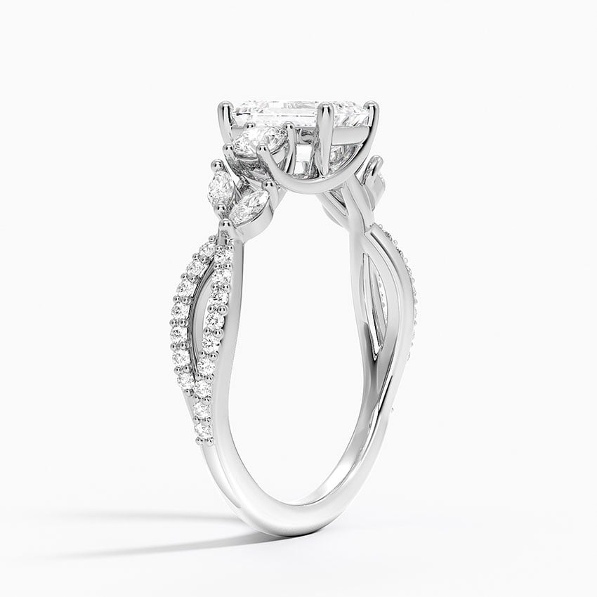 Luxe Willow Three Stone Diamond Ring (1/2 ct. tw.) Platinum Emerald Engagement Ring