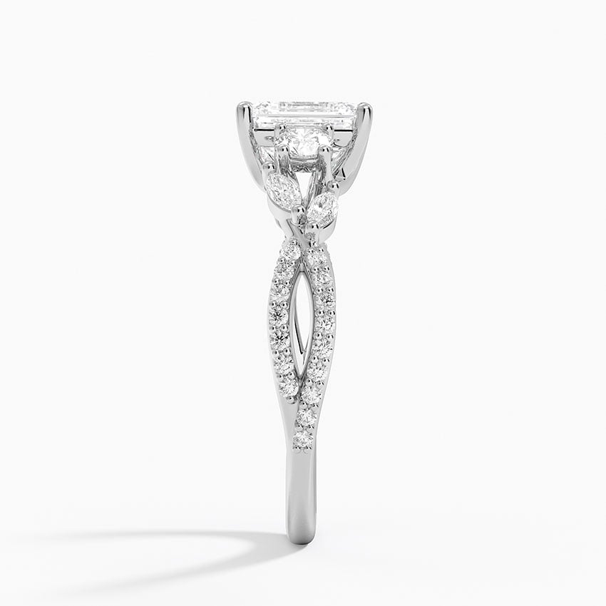 Luxe Willow Three Stone Diamond Ring (1/2 ct. tw.) Platinum Emerald Engagement Ring