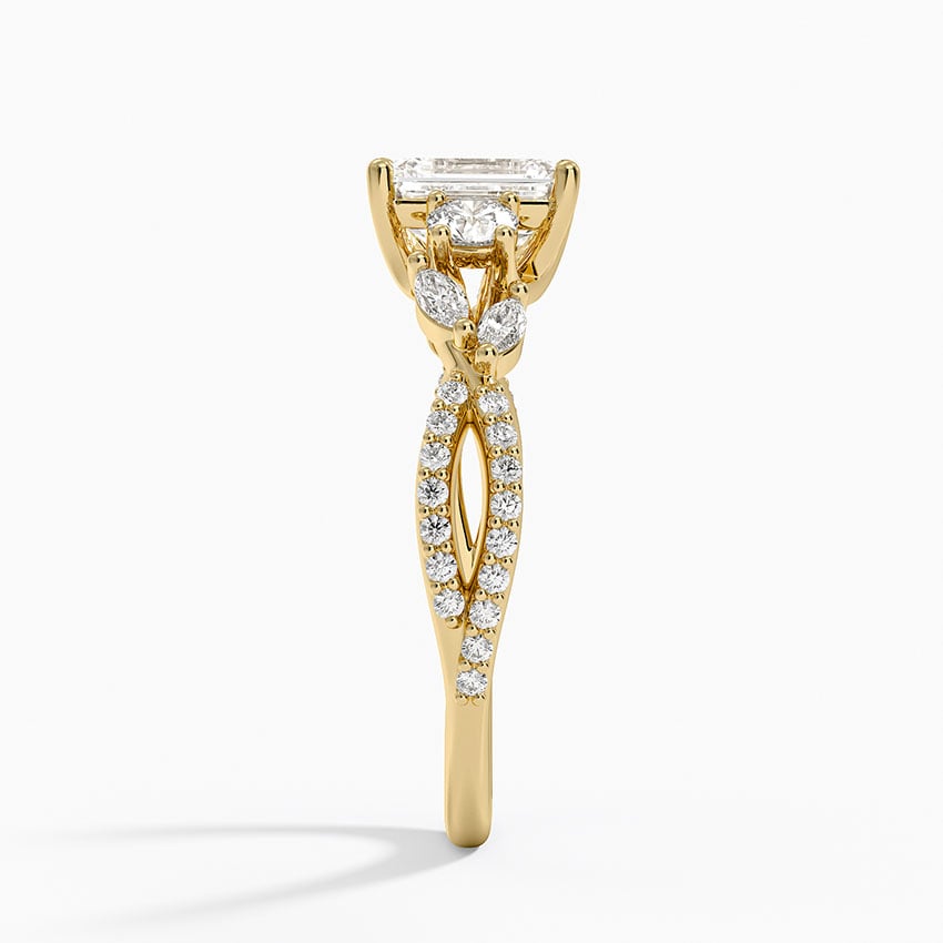 Luxe Willow Three Stone Diamond Ring (1/2 ct. tw.) Yellow Gold 18k Emerald Engagement Ring