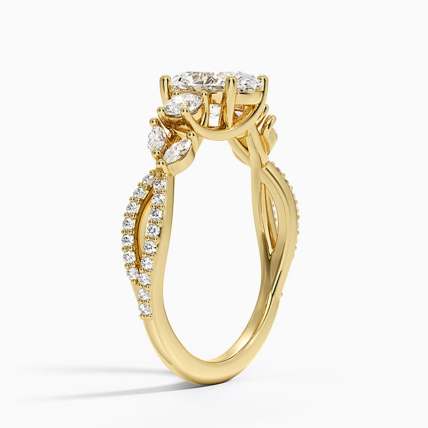 Luxe Willow Three Stone Diamond Ring (1/2 ct. tw.) Yellow Gold 18k Oval Engagement Ring