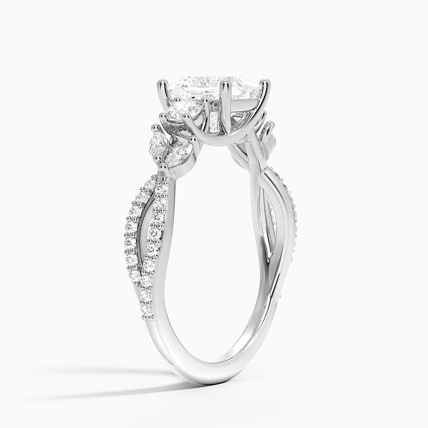 Luxe Willow Three Stone Diamond Ring (1/2 ct. tw.) Platinum Princess Engagement Ring