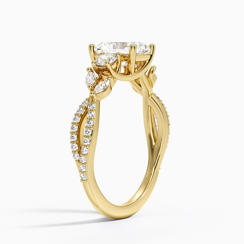 Luxe Willow Three Stone Diamond Ring (1/2 ct. tw.) Yellow Gold 18k Radiant Engagement Ring