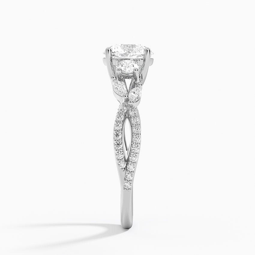 Luxe Willow Three Stone Diamond Ring (1/2 ct. tw.) Platinum Round Engagement Ring