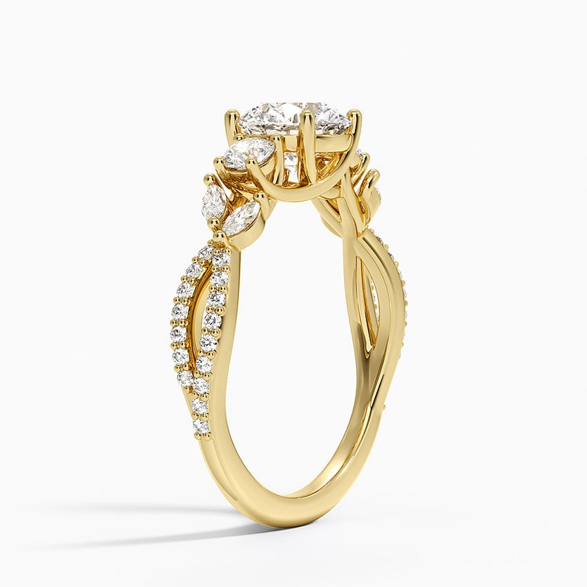 Luxe Willow Three Stone Diamond Ring (1/2 ct. tw.) Yellow Gold 18k Round Engagement Ring
