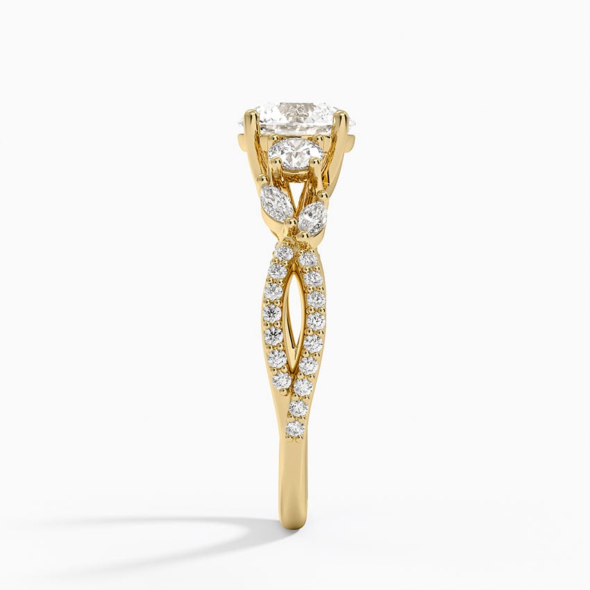 Luxe Willow Three Stone Diamond Ring (1/2 ct. tw.) Yellow Gold 18k Round Engagement Ring