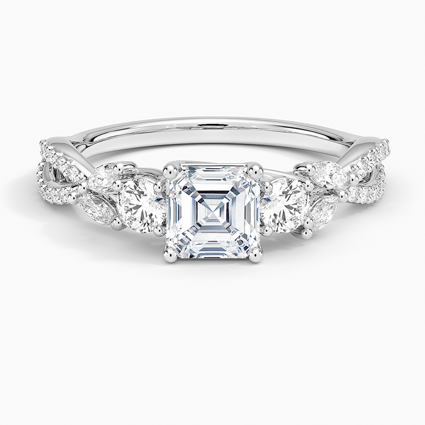 Luxe Willow Three Stone Diamond Ring (1/2 ct. tw.) Platinum Asscher Engagement Ring