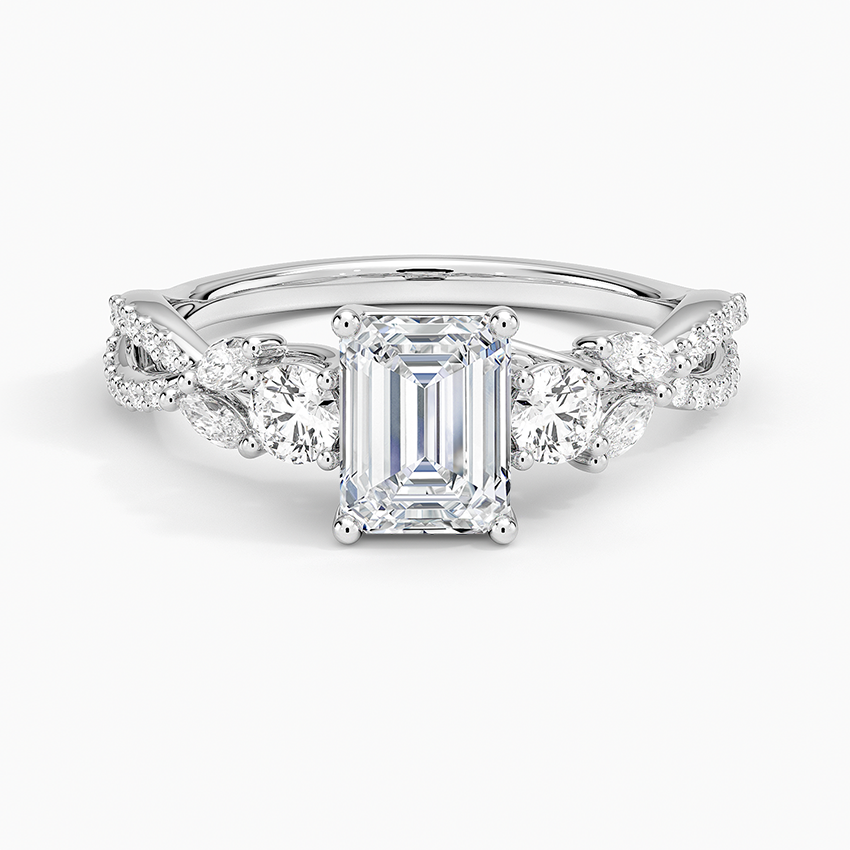 Luxe Willow Three Stone Diamond Ring (1/2 ct. tw.) Platinum Emerald Engagement Ring