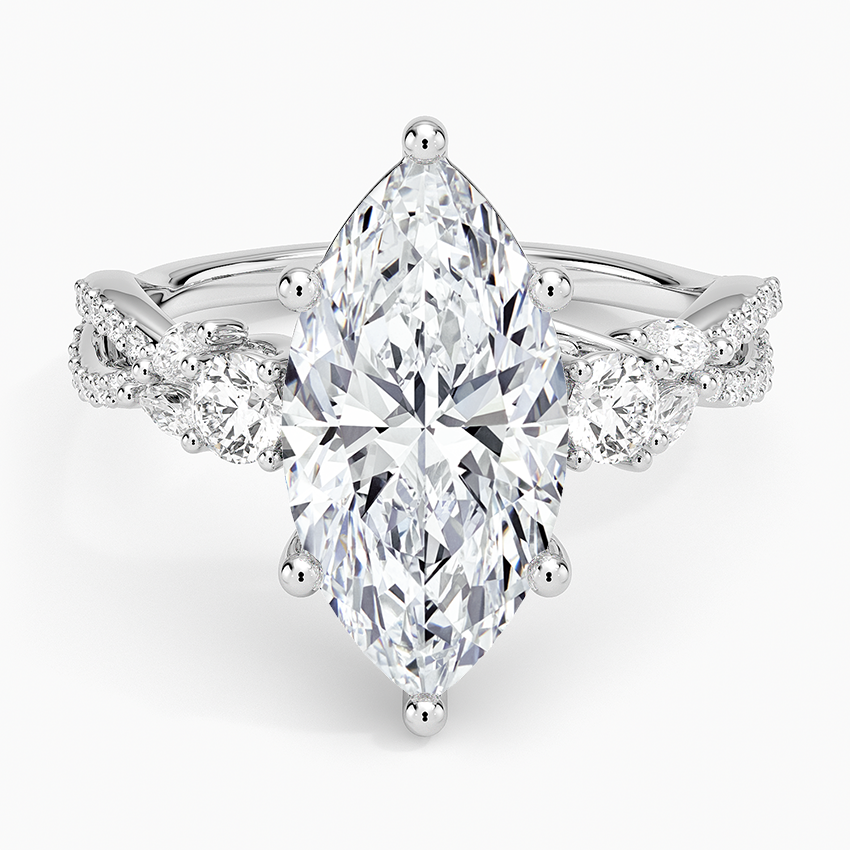 Luxe Willow Three Stone Diamond Ring (1/2 ct. tw.) Platinum Marquise Engagement Ring