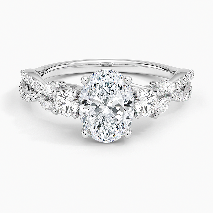 Luxe Willow Three Stone Diamond Ring (1/2 ct. tw.) Platinum Oval Engagement Ring