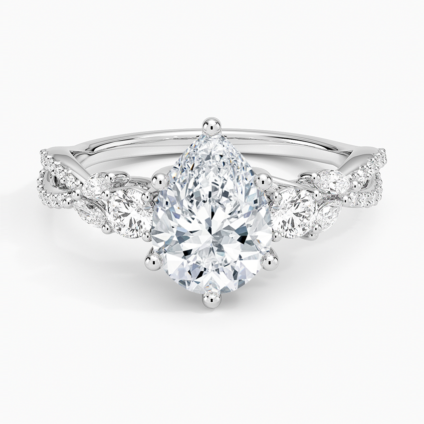 Luxe Willow Three Stone Diamond Ring (1/2 ct. tw.) Platinum Pear Engagement Ring