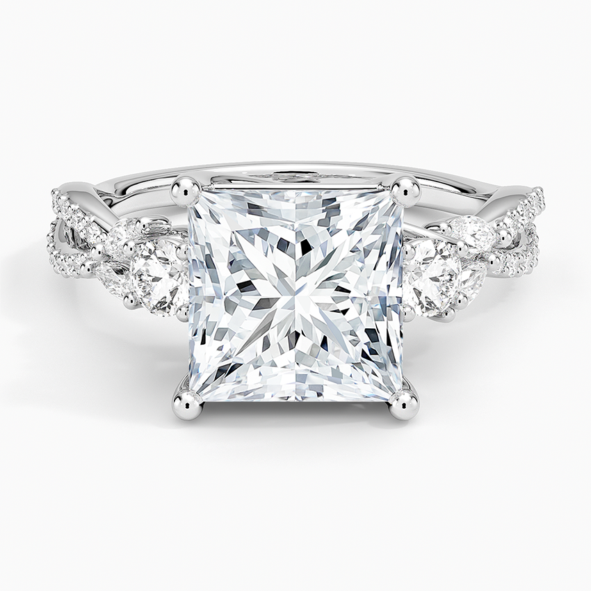 Luxe Willow Three Stone Diamond Ring (1/2 ct. tw.) Platinum Princess Engagement Ring