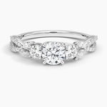 Luxe Willow Three Stone Diamond Ring (1/2 ct. tw.) Platinum Round Engagement Ring
