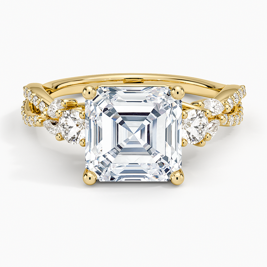 Luxe Willow Three Stone Diamond Ring (1/2 ct. tw.) Yellow Gold 18k Asscher Engagement Ring