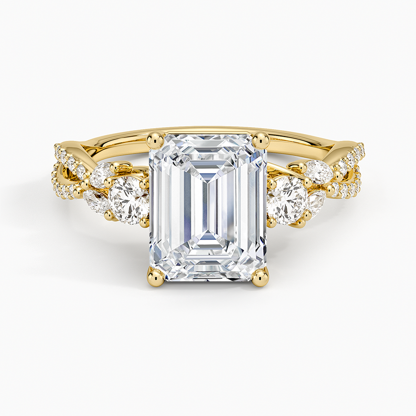 Luxe Willow Three Stone Diamond Ring (1/2 ct. tw.) Yellow Gold 18k Emerald Engagement Ring