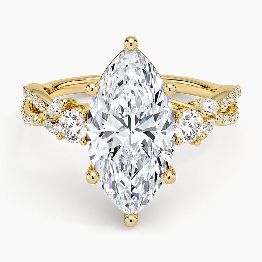 Luxe Willow Three Stone Diamond Ring (1/2 ct. tw.) Yellow Gold 18k Marquise Engagement Ring