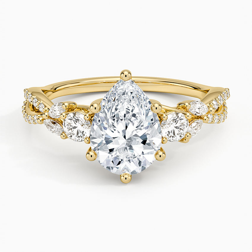 Luxe Willow Three Stone Diamond Ring (1/2 ct. tw.) Yellow Gold 18k Pear Engagement Ring