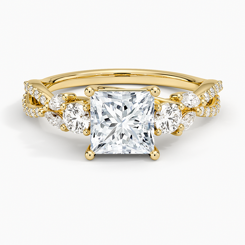Luxe Willow Three Stone Diamond Ring (1/2 ct. tw.) Yellow Gold 18k Princess Engagement Ring