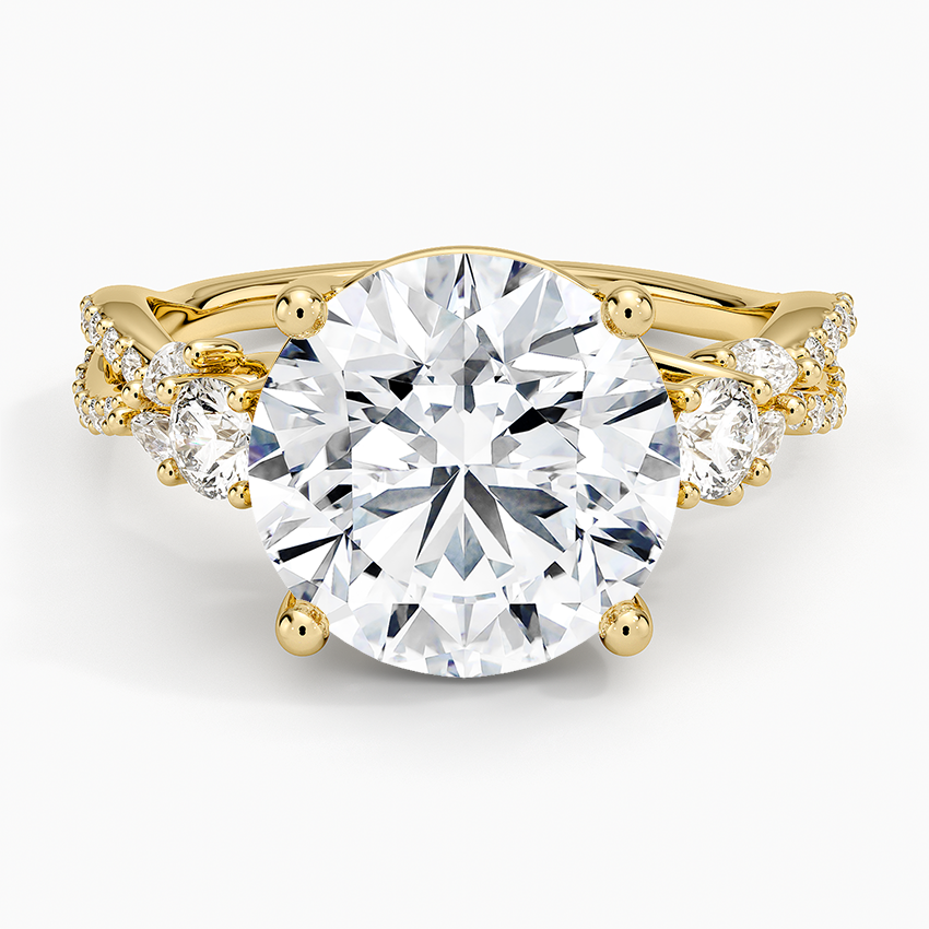 Luxe Willow Three Stone Diamond Ring (1/2 ct. tw.) Yellow Gold 18k Round Engagement Ring