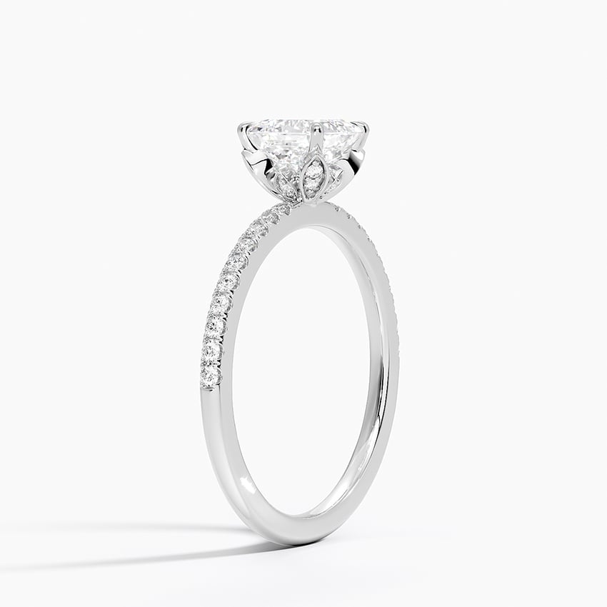 Luxe Petal Diamond Ring Platinum Asscher Engagement Ring