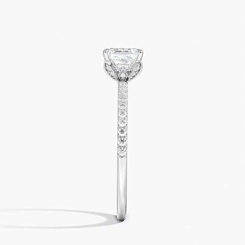 Luxe Petal Diamond Ring Platinum Asscher Engagement Ring