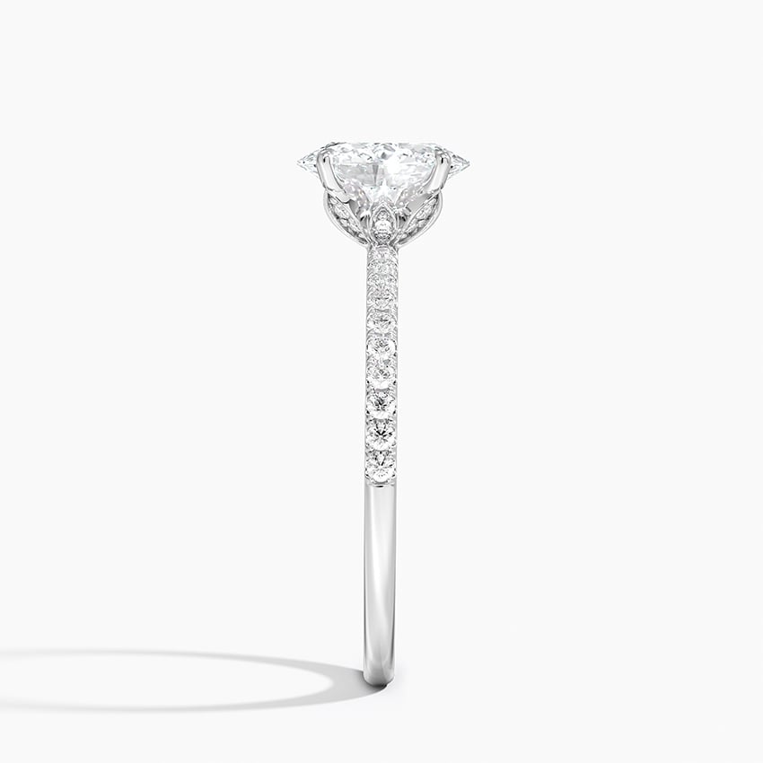 Luxe Petal Diamond Ring Platinum Oval Engagement Ring