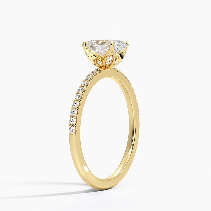 Luxe Petal Diamond Ring Yellow Gold 18k Oval Engagement Ring